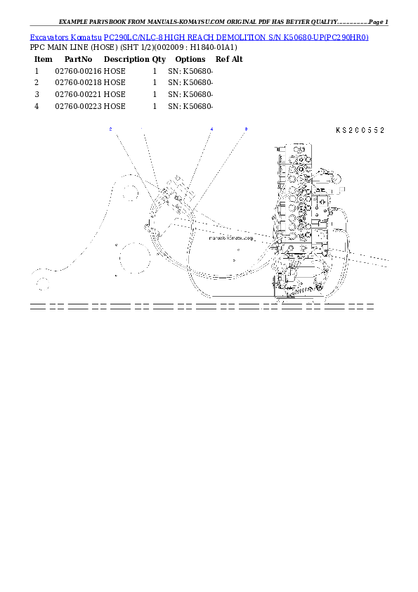 Protected: PC290LC/NLC-8 HIGH REACH DEMOLITION S/N K50680-UP Partsbook