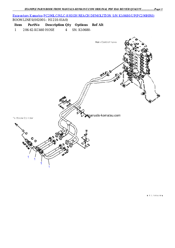 Protected: PC290LC/NLC-8 HIGH REACH DEMOLITION S/N K50680-UP Partsbook
