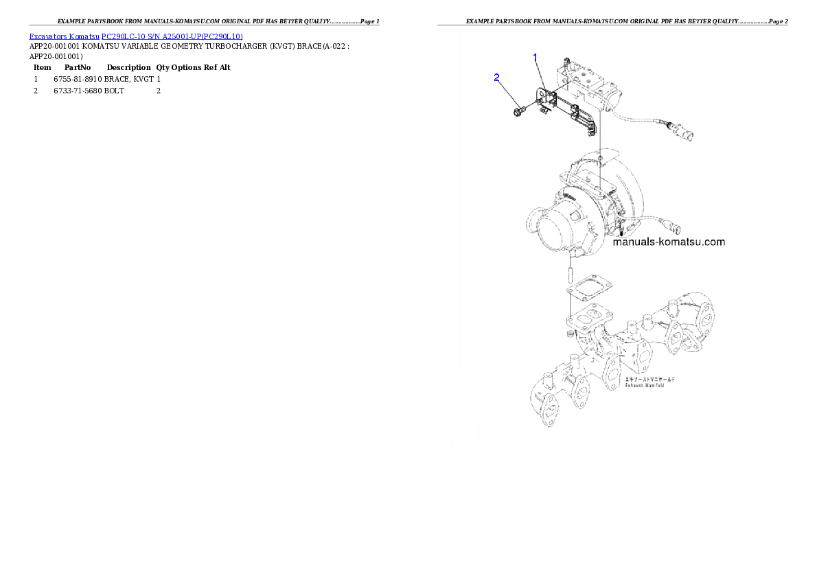 Protected: PC290LC-10 S/N A25001-UP Partsbook