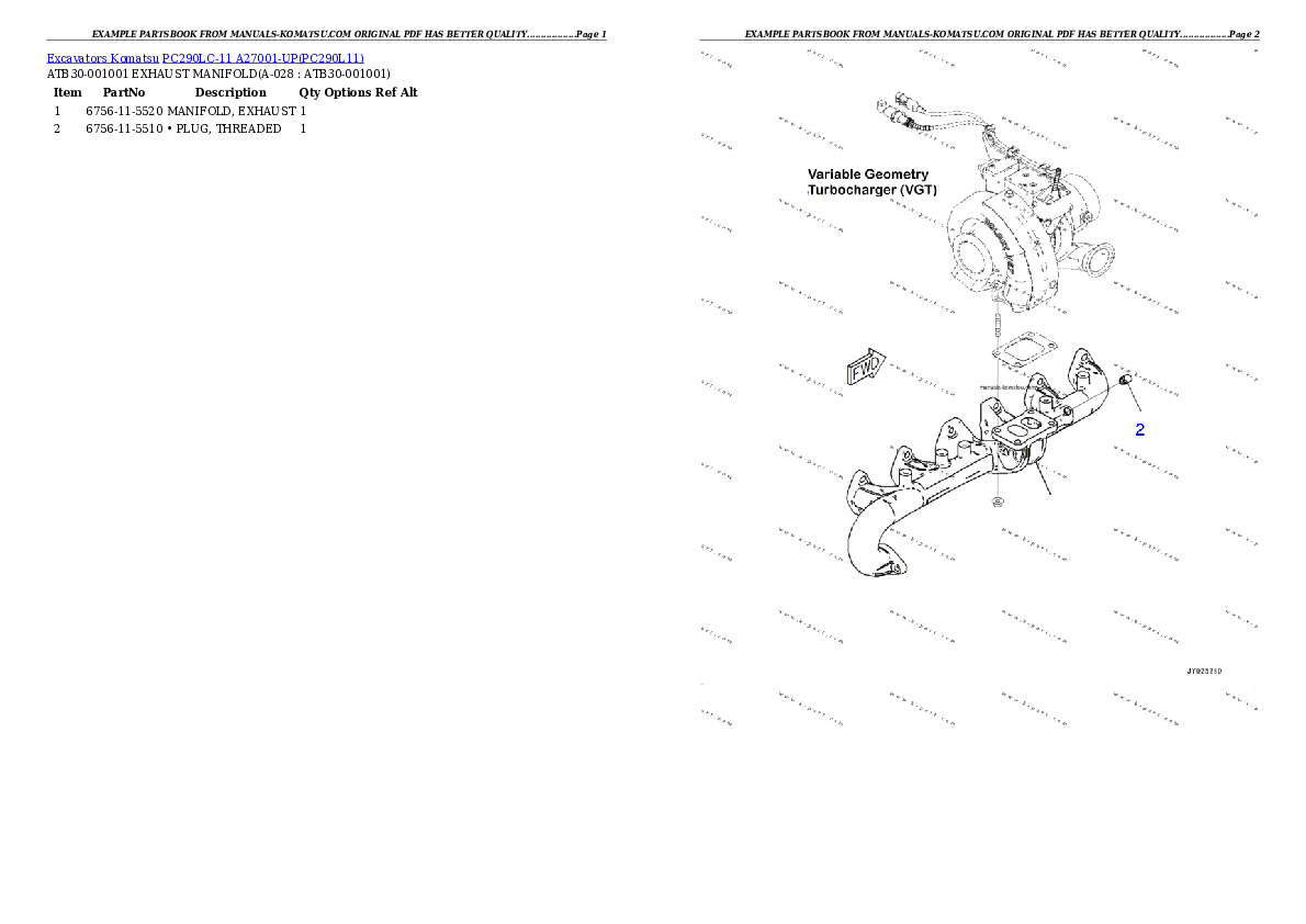Protected: PC290LC-11 A27001-UP Partsbook