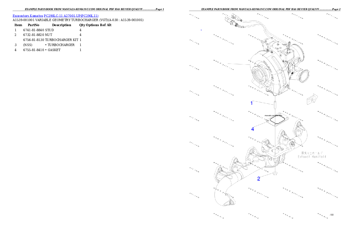 Protected: PC290LC-11 A27001-UP Partsbook