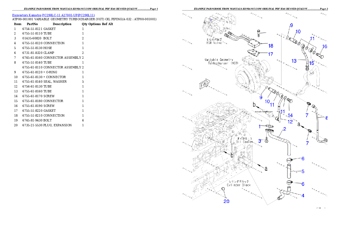Protected: PC290LC-11 A27001-UP Partsbook