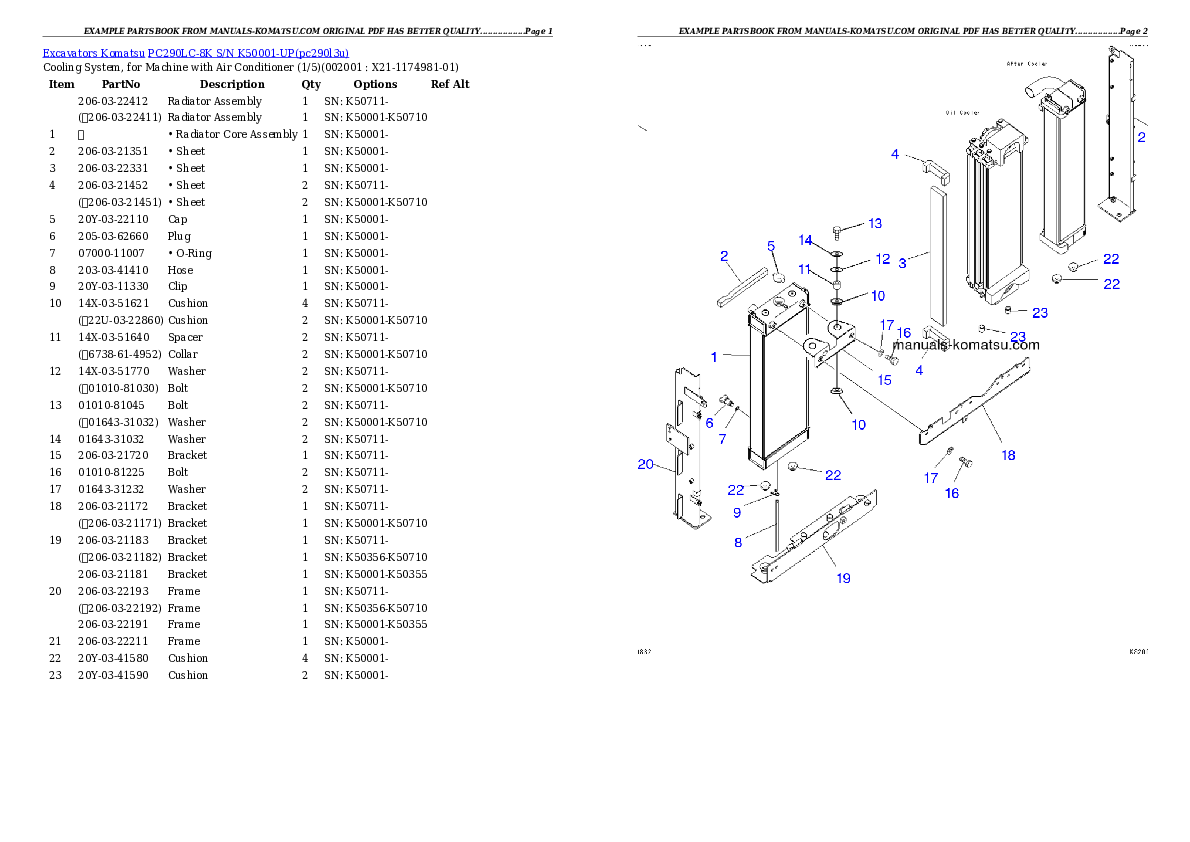 Protected: PC290LC-8K S/N K50001-UP Partsbook