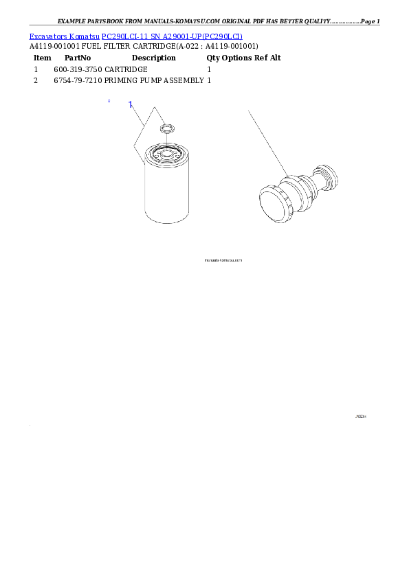 Protected: PC290LCI-11 SN A29001-UP Partsbook