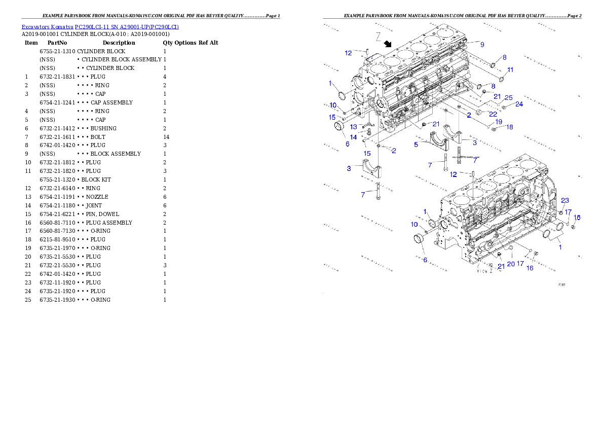 Protected: PC290LCI-11 SN A29001-UP Partsbook