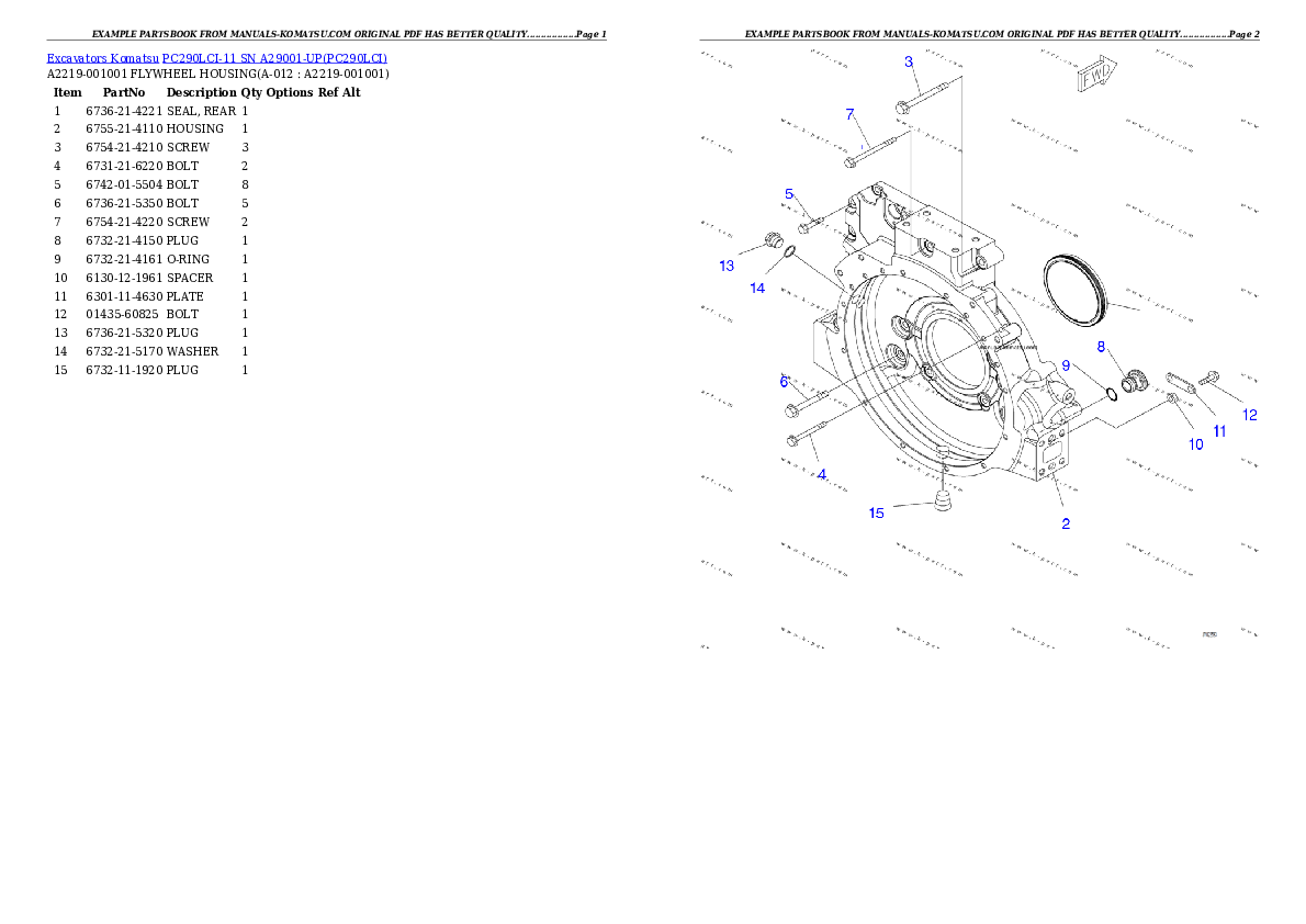 Protected: PC290LCI-11 SN A29001-UP Partsbook