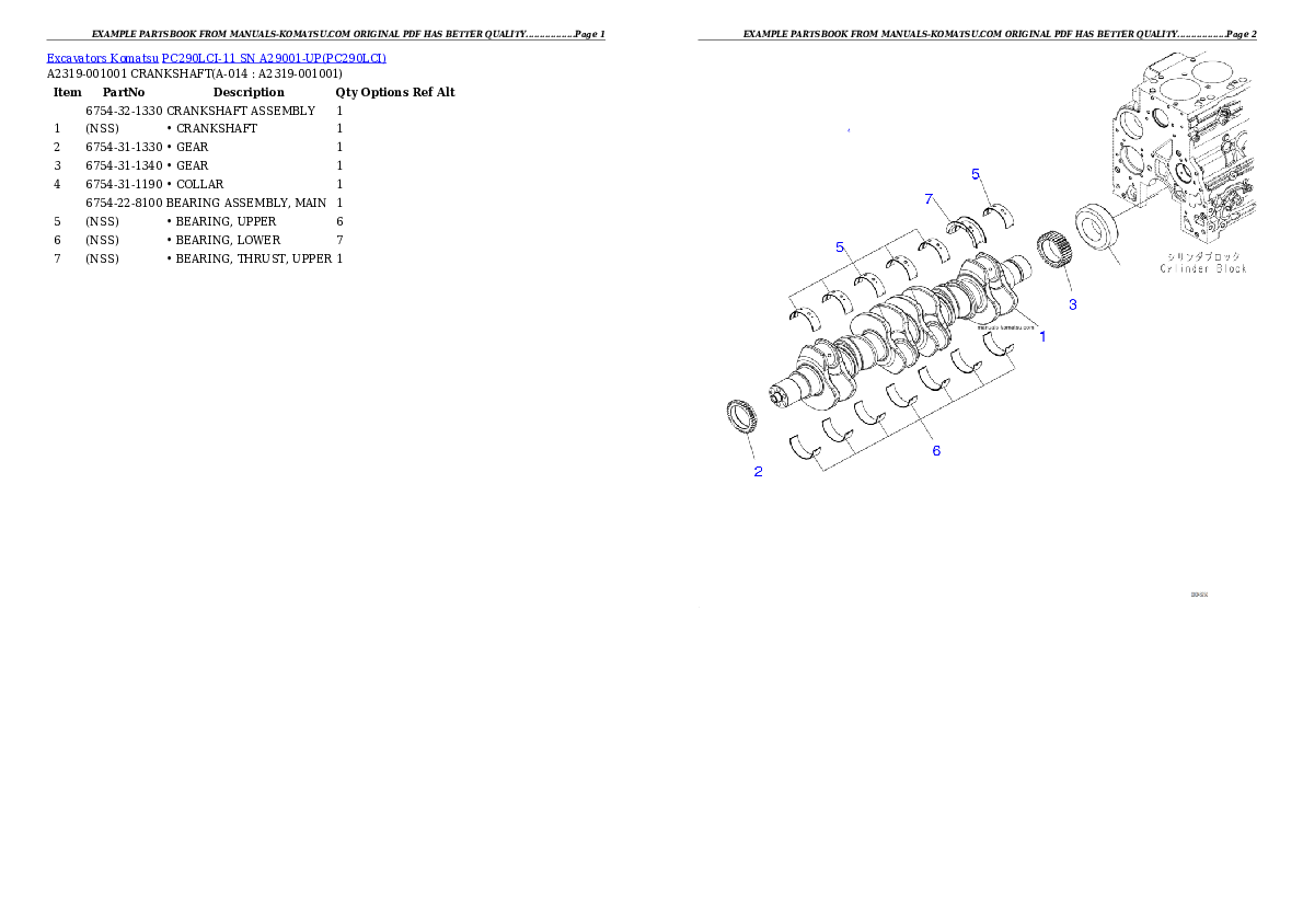Protected: PC290LCI-11 SN A29001-UP Partsbook