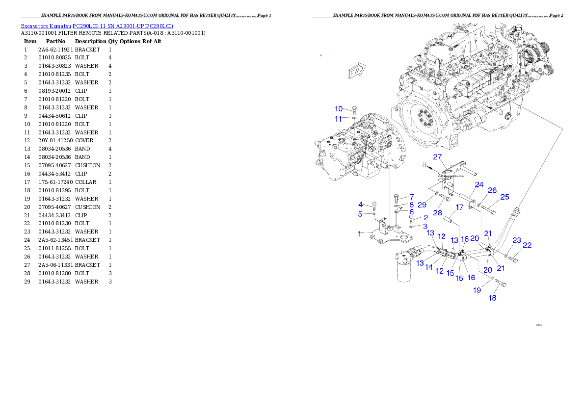 Protected: PC290LCI-11 SN A29001-UP Partsbook