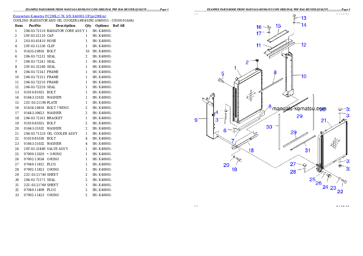 Protected: PC290LC-7K S/N K40001-UP Partsbook