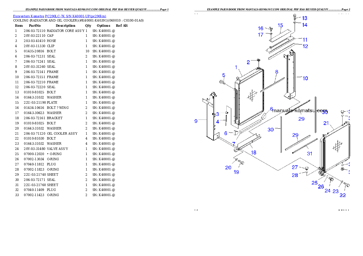 Protected: PC290LC-7K S/N K40001-UP Partsbook
