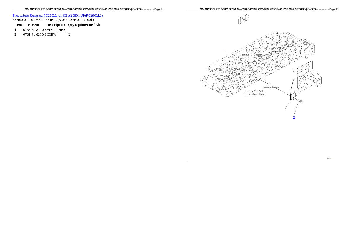 Protected: PC290LL-11 SN A29501-UP Partsbook