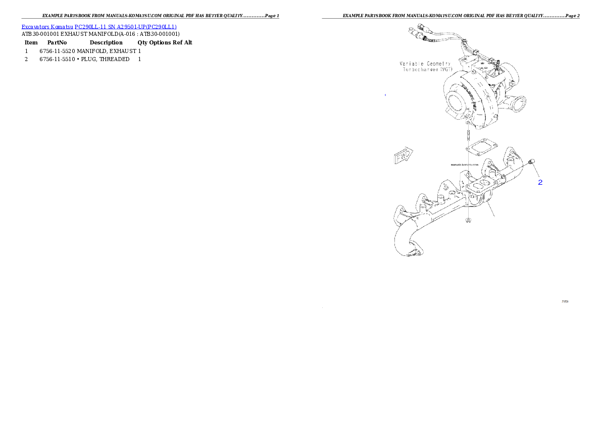 Protected: PC290LL-11 SN A29501-UP Partsbook