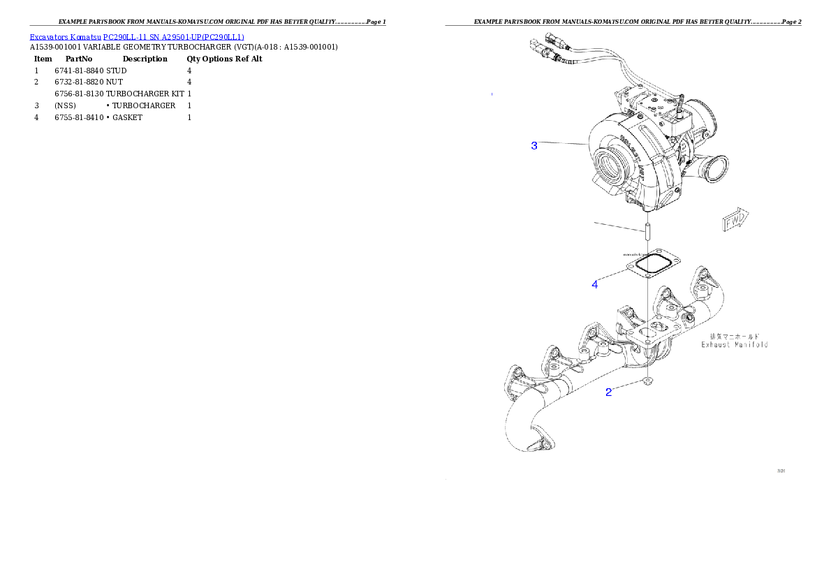 Protected: PC290LL-11 SN A29501-UP Partsbook