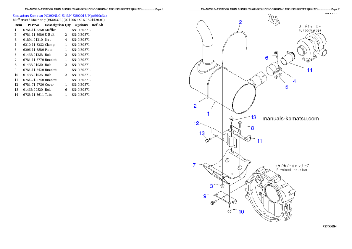 Protected: PC290NLC-8K S/N K50001-UP Partsbook