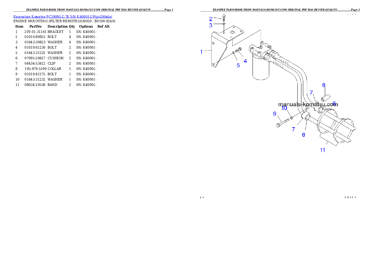 Protected: PC290NLC-7K S/N K40001-UP Partsbook