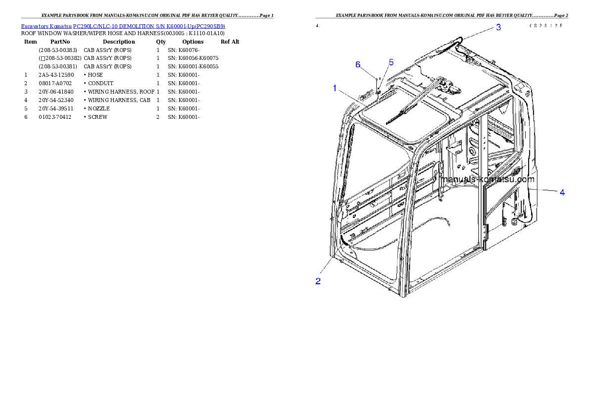 Protected: PC290LC/NLC-10 DEMOLITION S/N K60001-Up Partsbook
