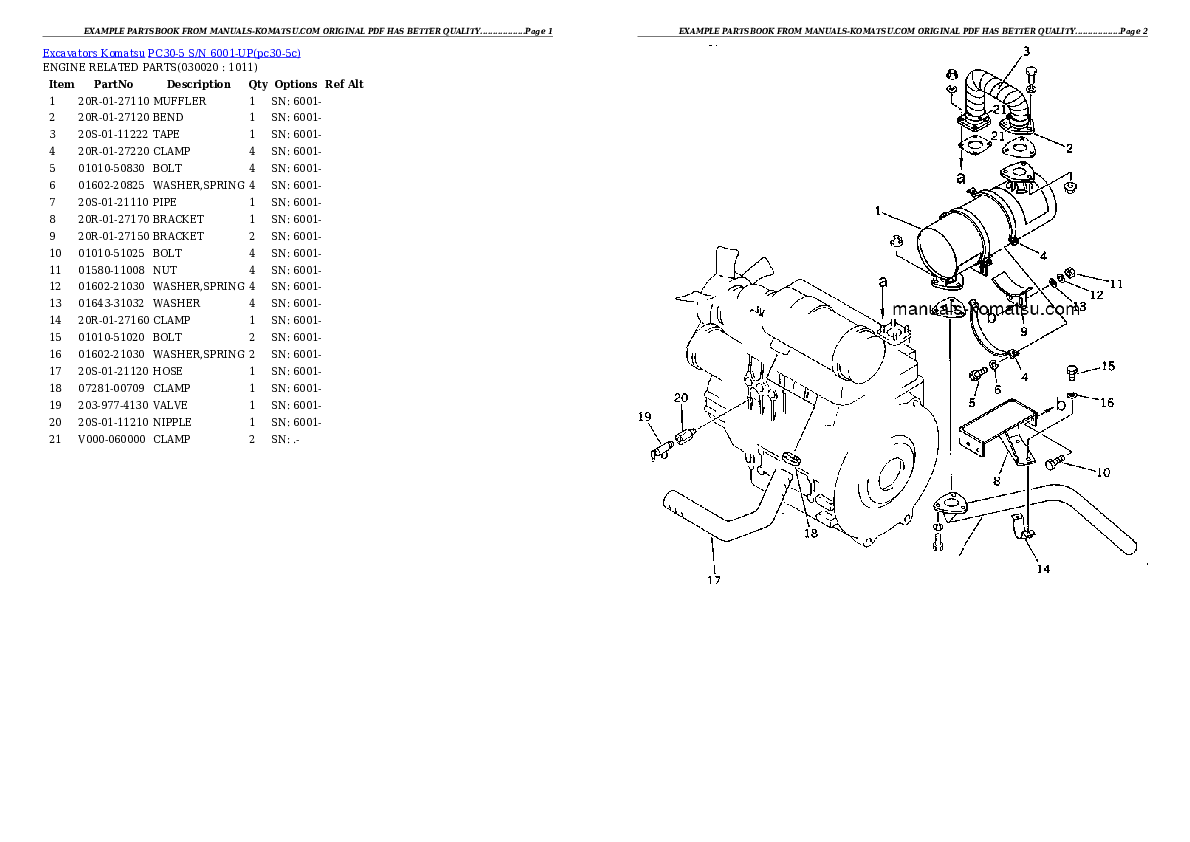 PC30-5 S/N 6001-UP Partsbook