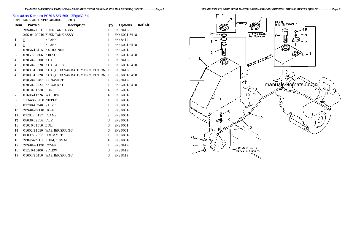 Protected: PC30-5 S/N 6001-UP Partsbook