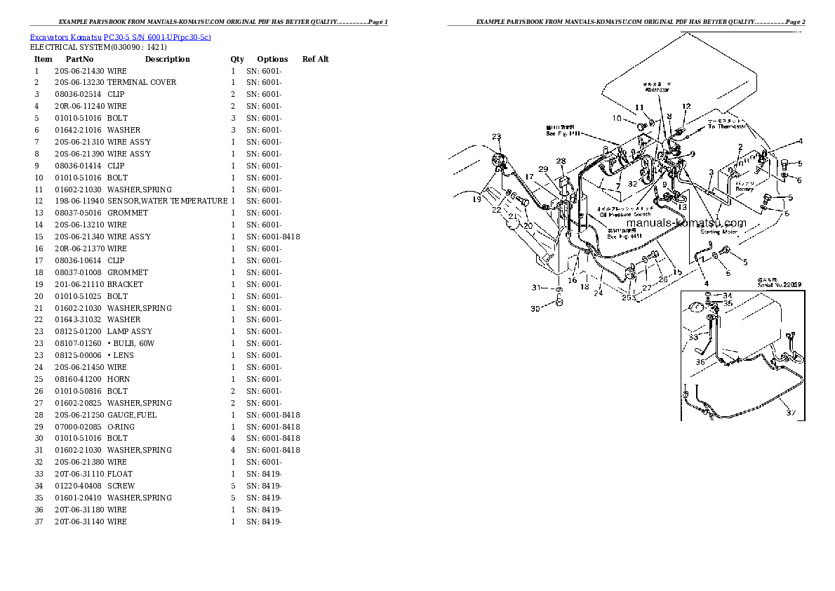 Protected: PC30-5 S/N 6001-UP Partsbook