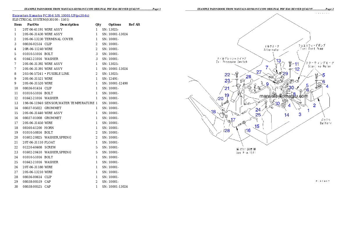 Protected: PC30-6 S/N 10001-UP Partsbook
