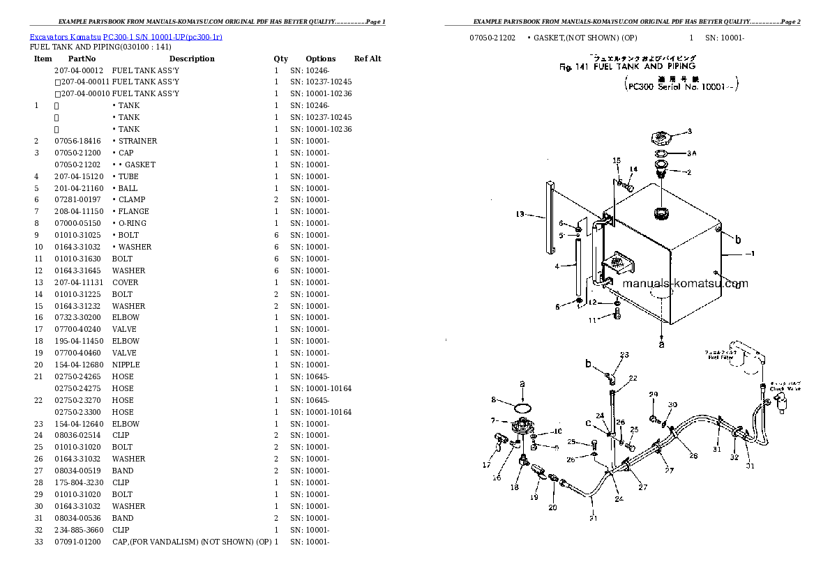 Protected: PC300-1 S/N 10001-UP Partsbook