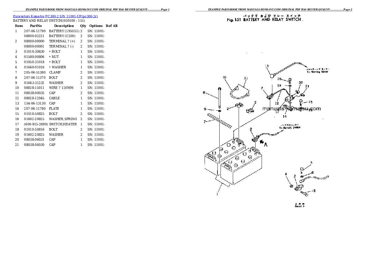 Protected: PC300-2 S/N 11001-UP Partsbook