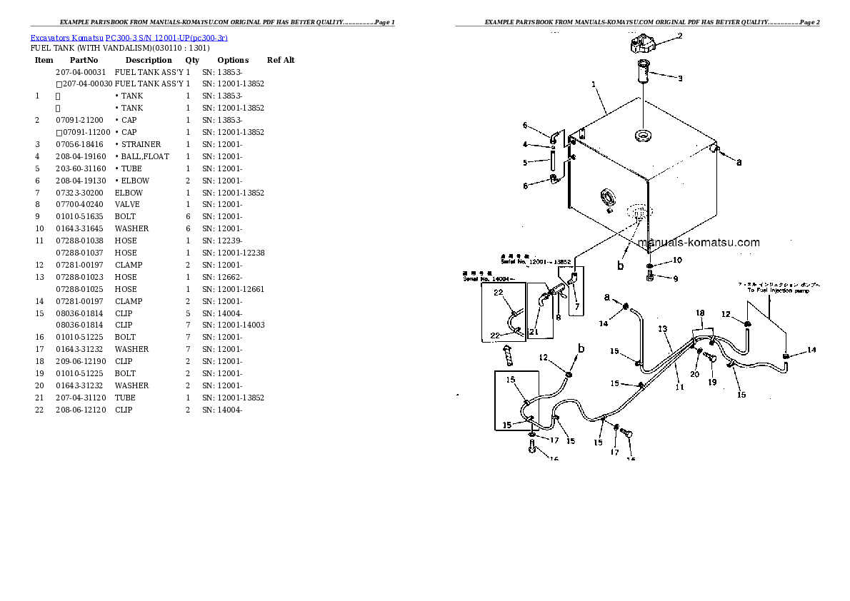 Protected: PC300-3 S/N 12001-UP Partsbook