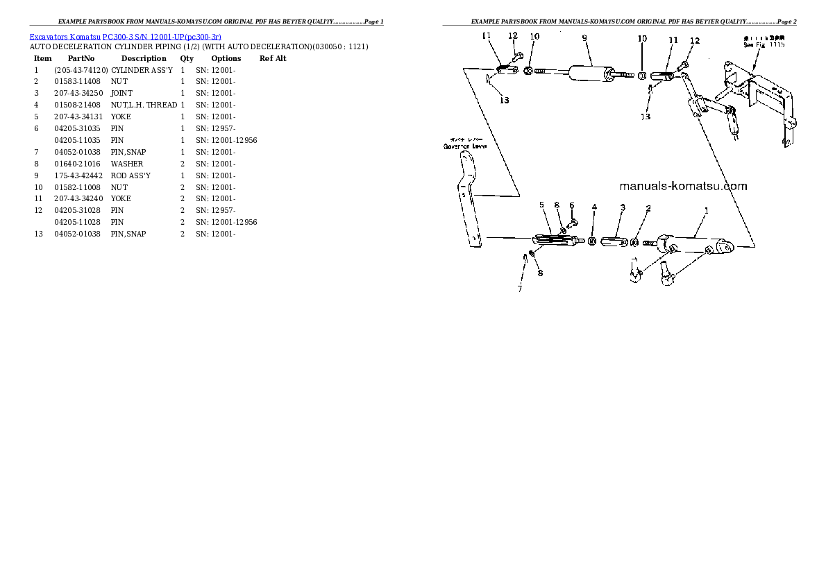 Protected: PC300-3 S/N 12001-UP Partsbook