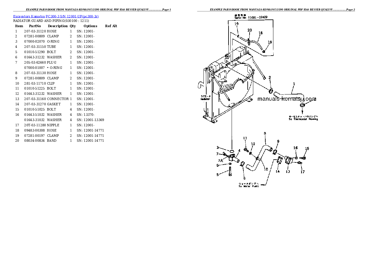 Protected: PC300-3 S/N 12001-UP Partsbook