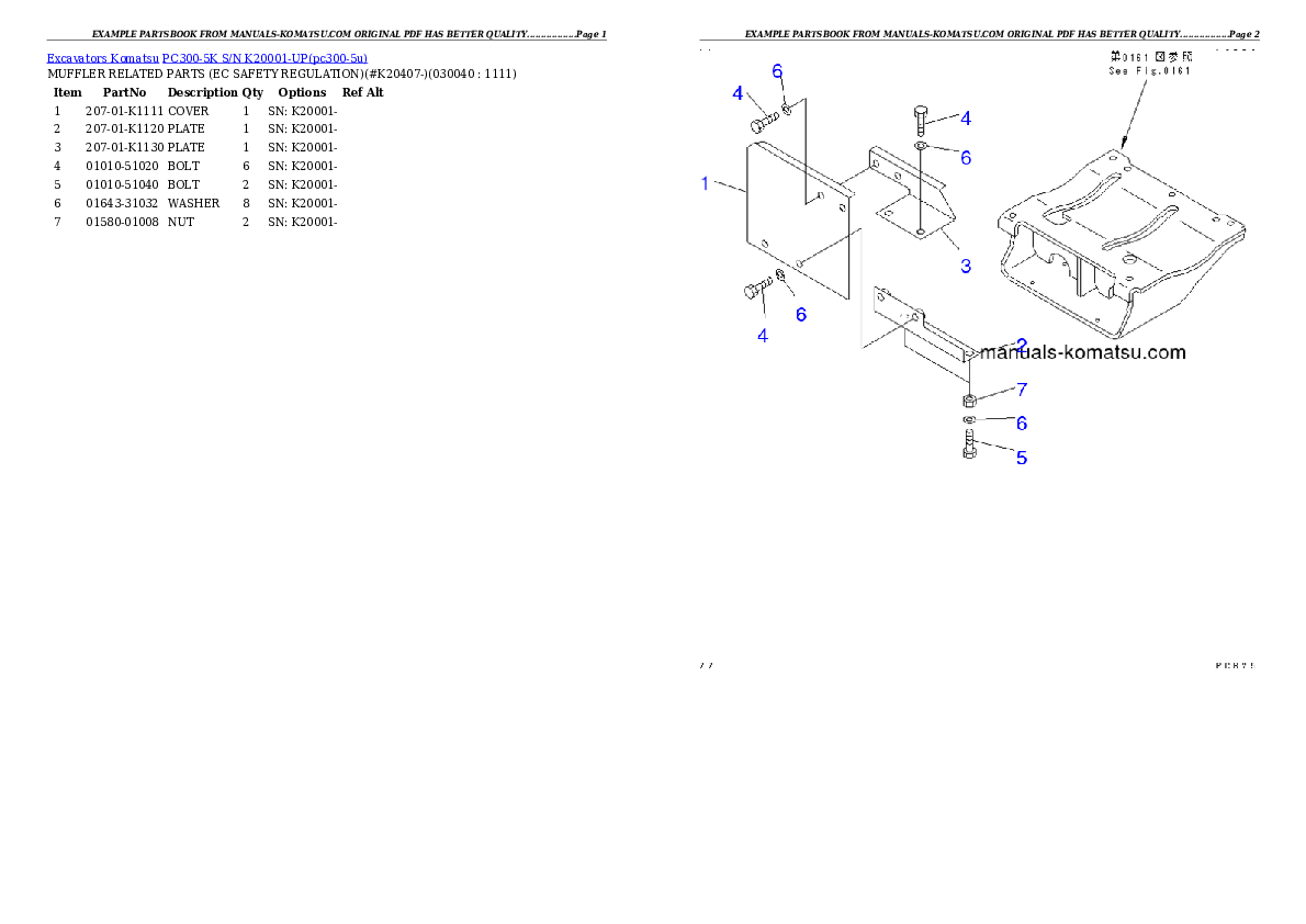 Protected: PC300-5K S/N K20001-UP Partsbook