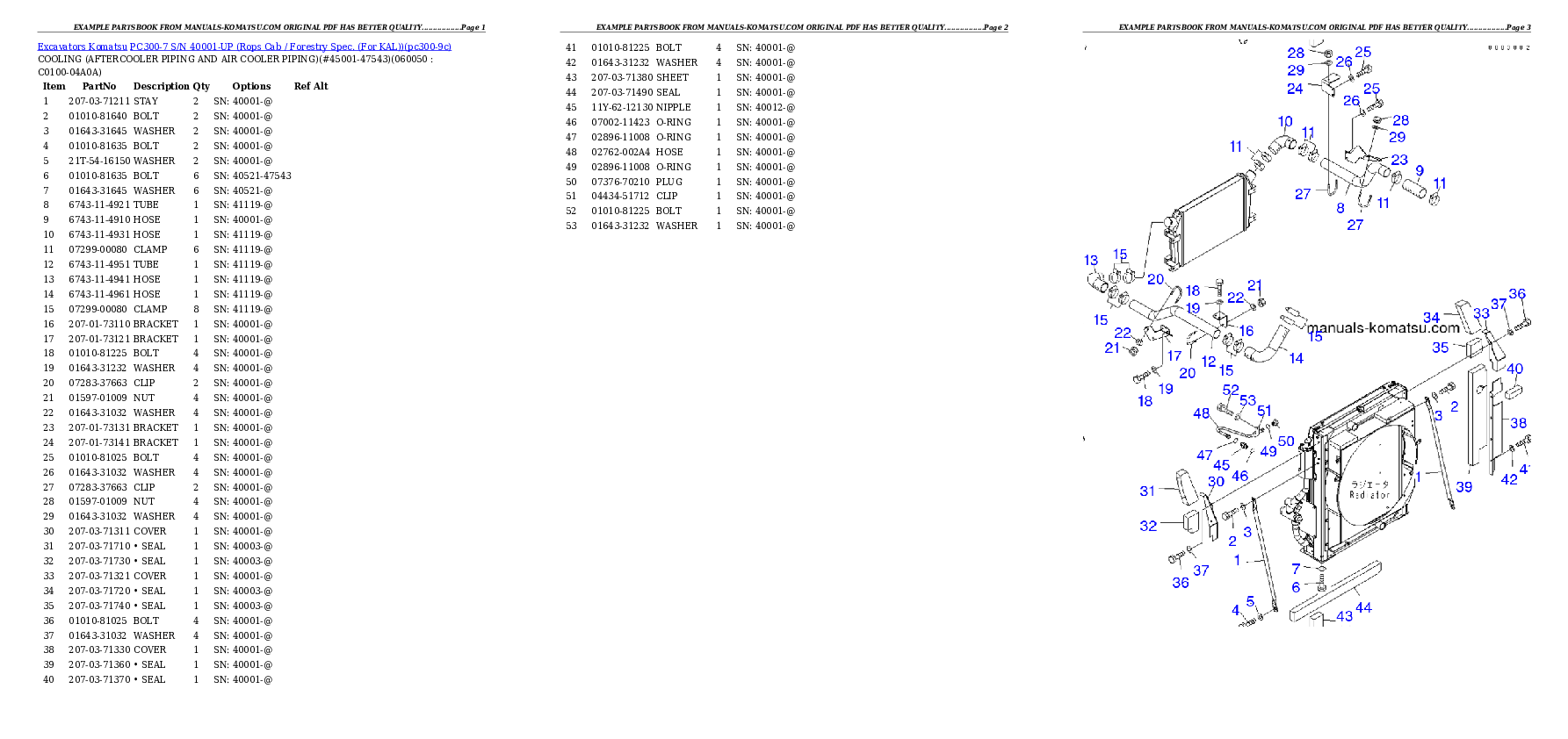 Protected: PC300-7 S/N 40001-UP (Rops Cab / Forestry Spec. (For KAL)) Partsbook