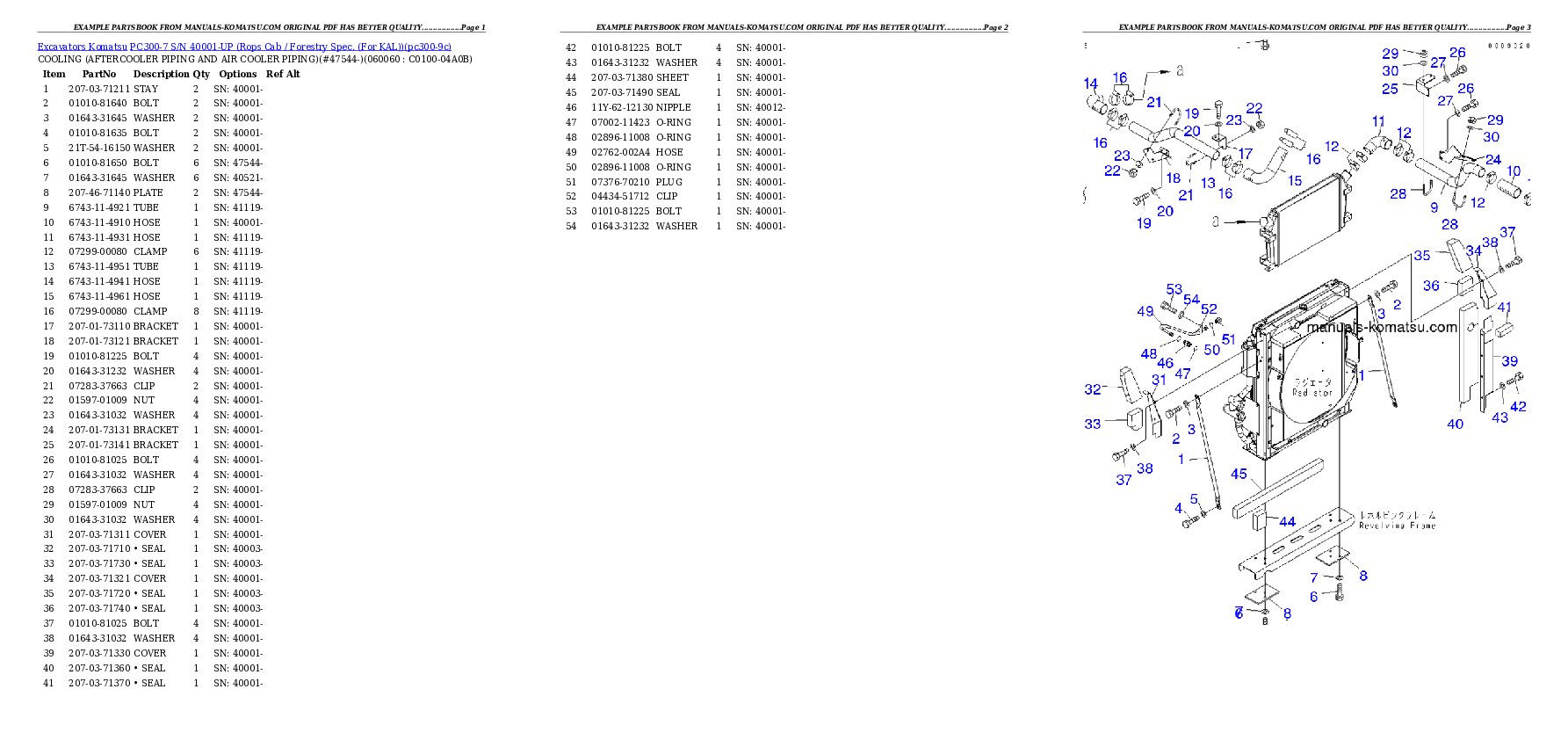Protected: PC300-7 S/N 40001-UP (Rops Cab / Forestry Spec. (For KAL)) Partsbook