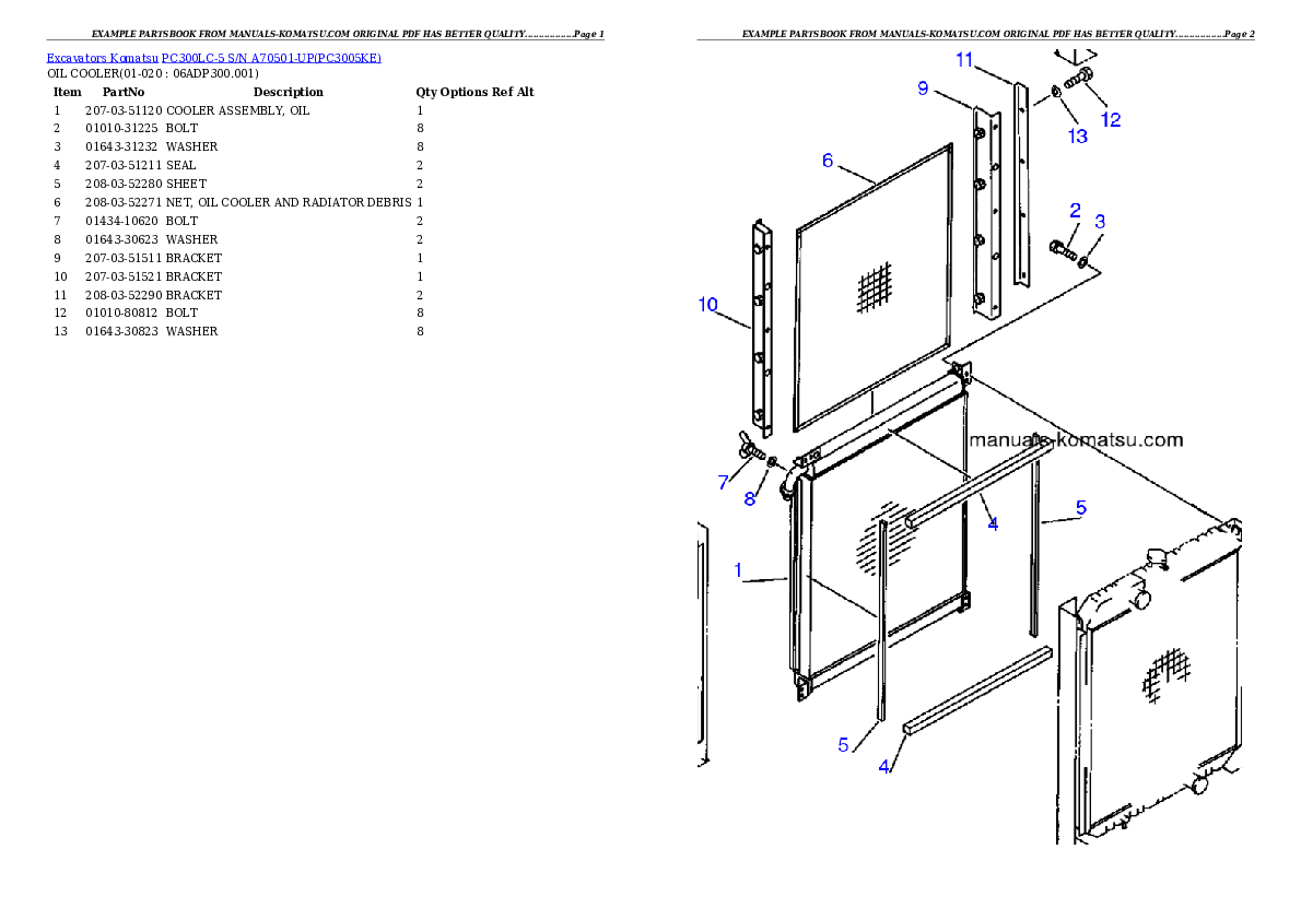 Protected: PC300LC-5 S/N A70501-UP Partsbook