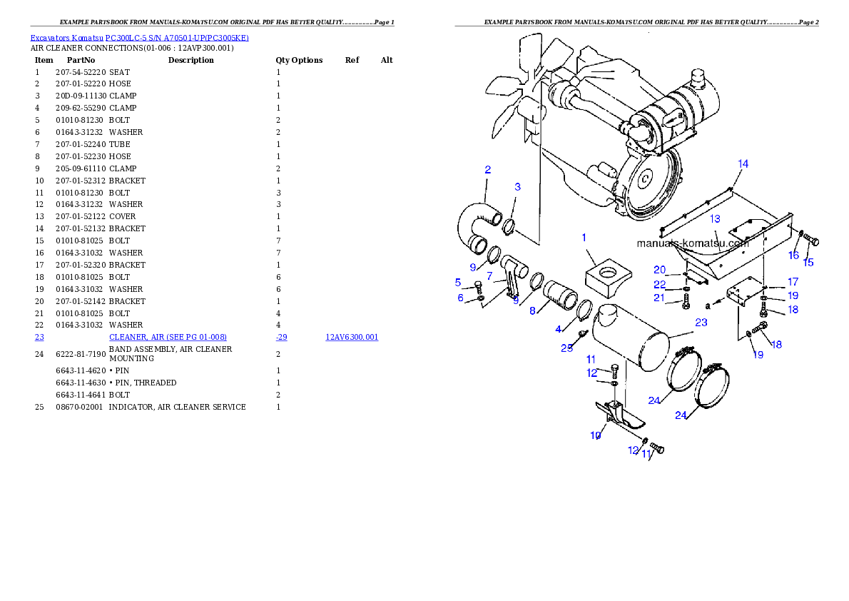 Protected: PC300LC-5 S/N A70501-UP Partsbook