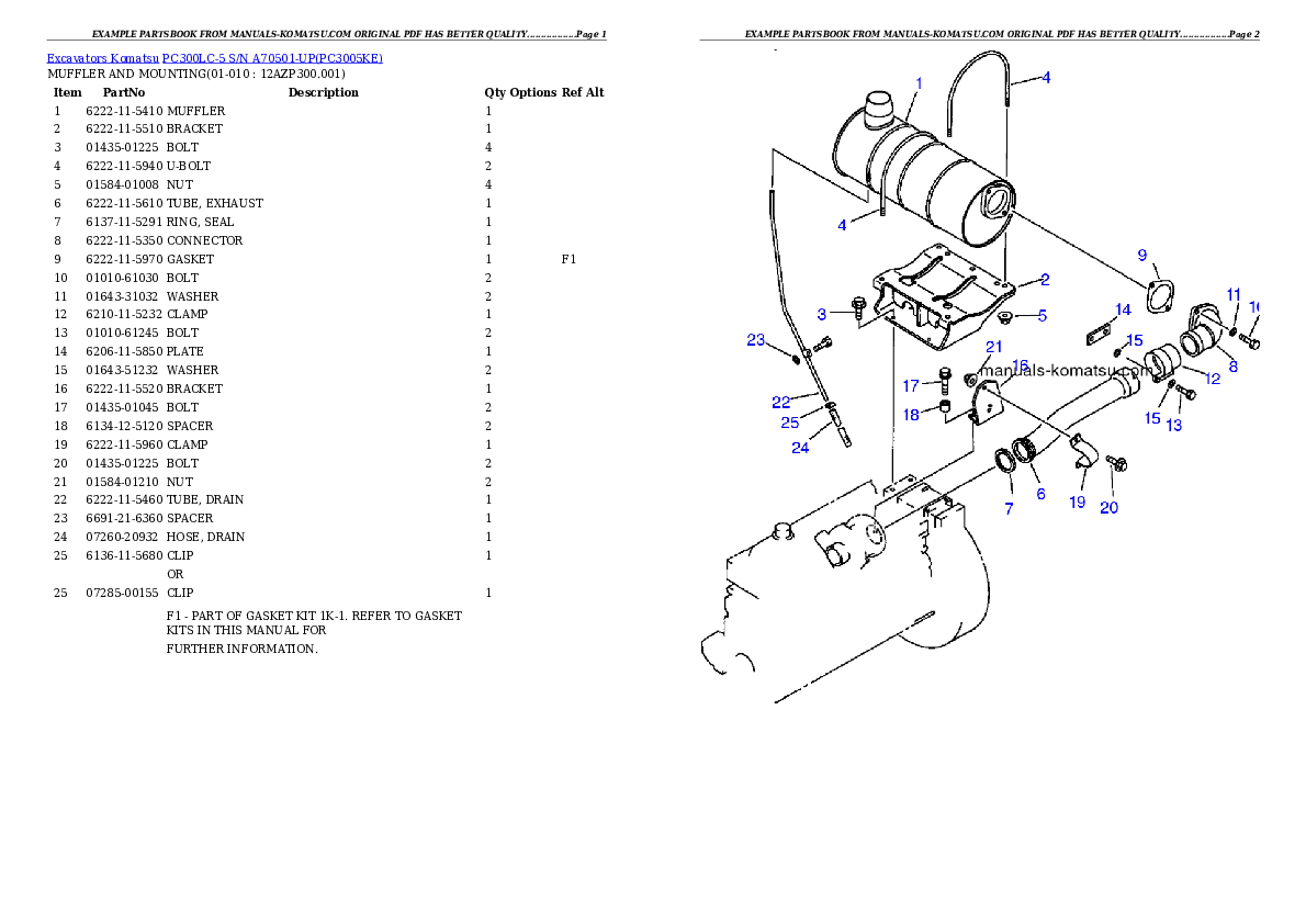 Protected: PC300LC-5 S/N A70501-UP Partsbook