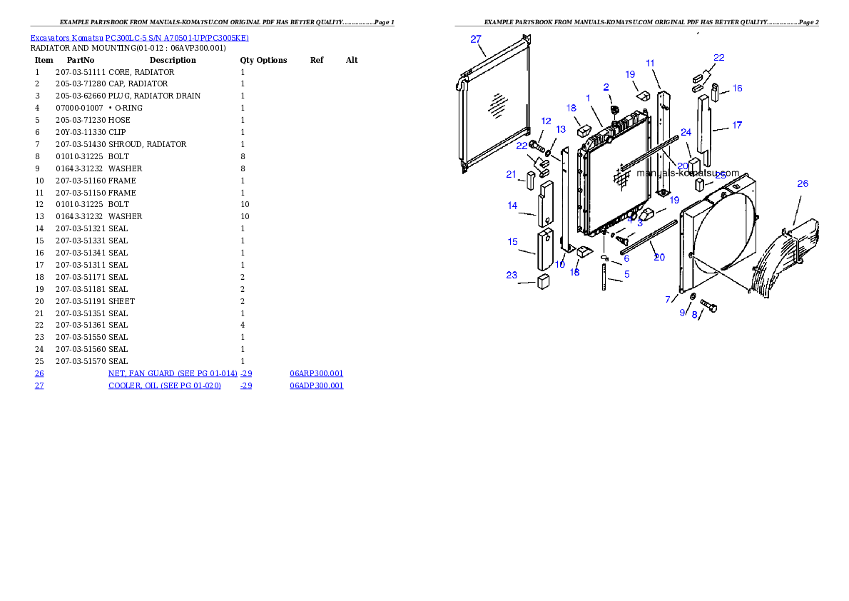 Protected: PC300LC-5 S/N A70501-UP Partsbook
