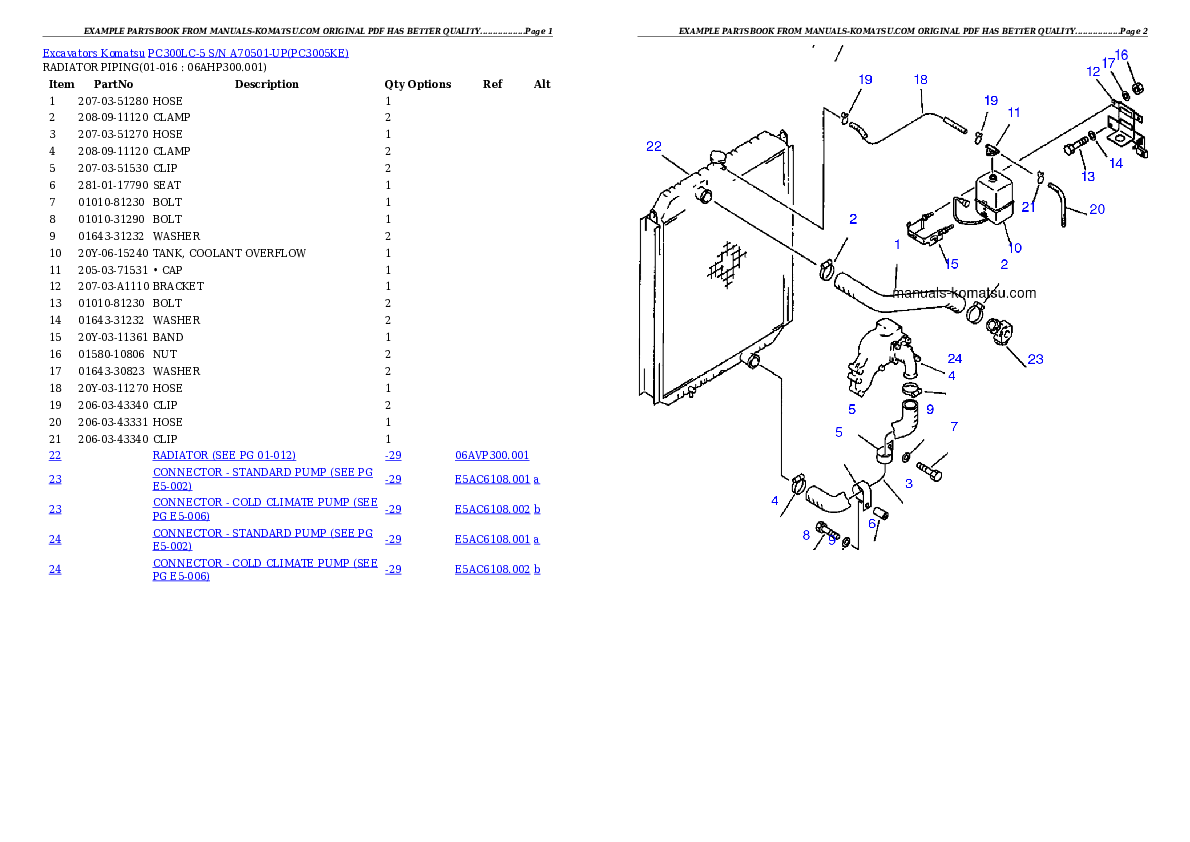 Protected: PC300LC-5 S/N A70501-UP Partsbook