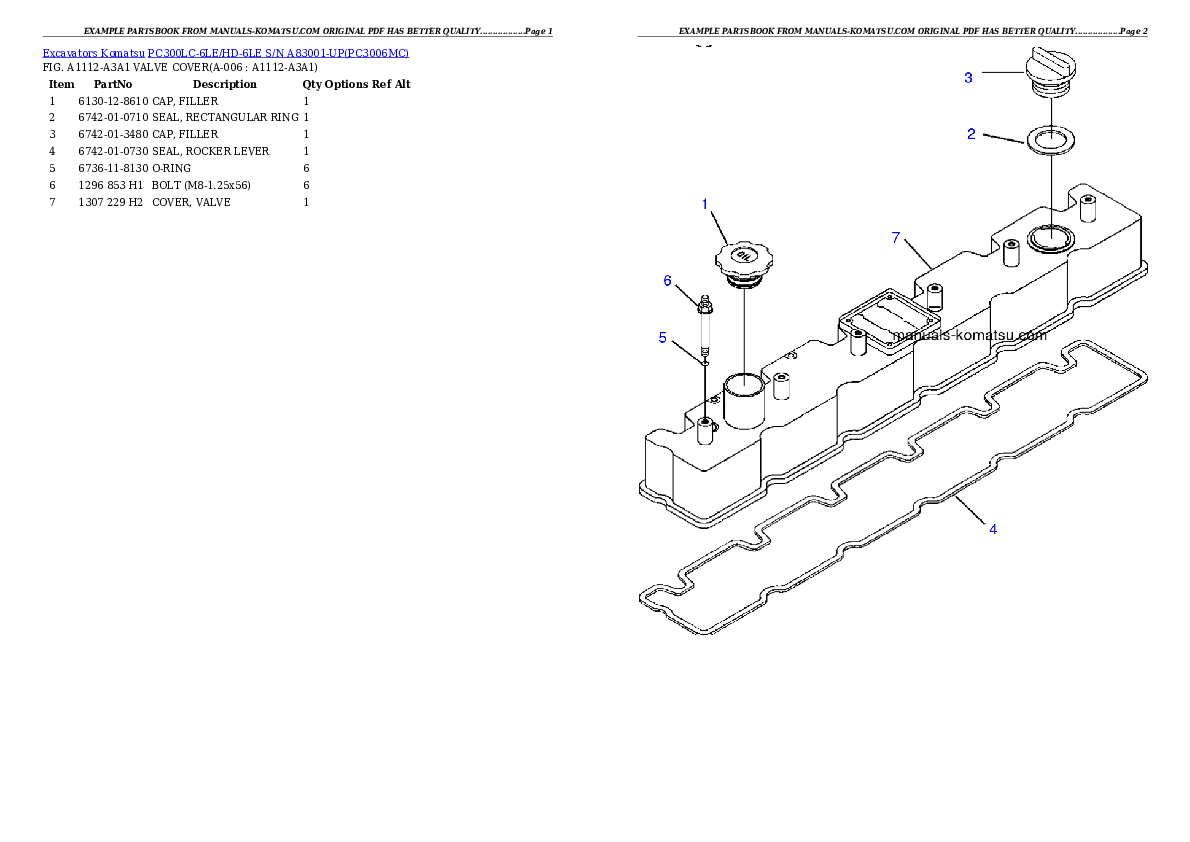 Protected: PC300LC-6LE/HD-6LE S/N A83001-UP Partsbook