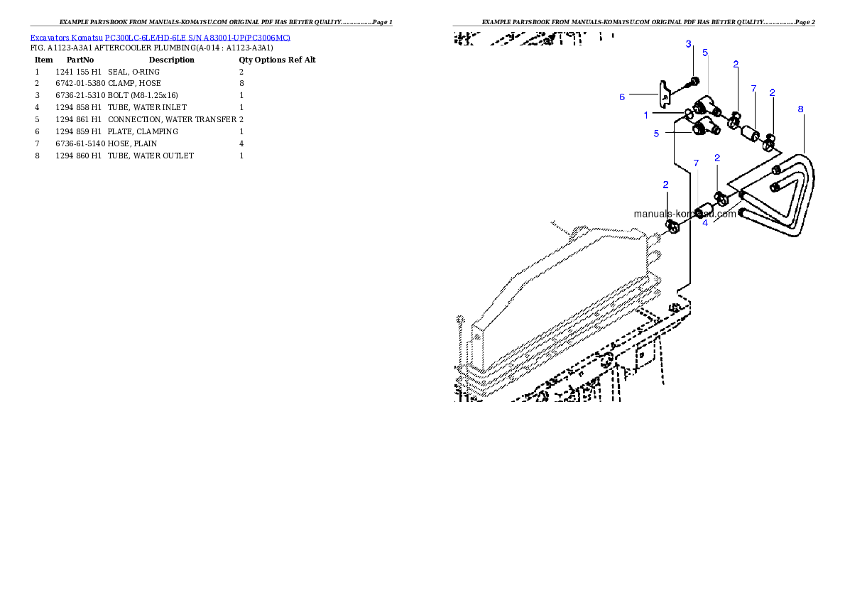 Protected: PC300LC-6LE/HD-6LE S/N A83001-UP Partsbook