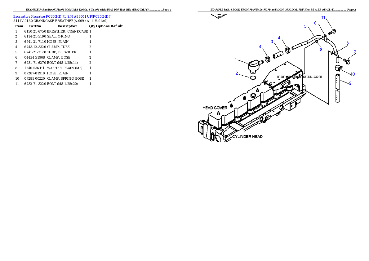 Protected: PC300HD-7L S/N A85001-UP Partsbook