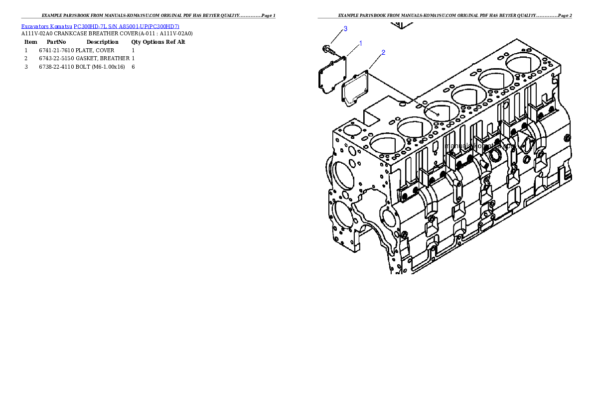 Protected: PC300HD-7L S/N A85001-UP Partsbook
