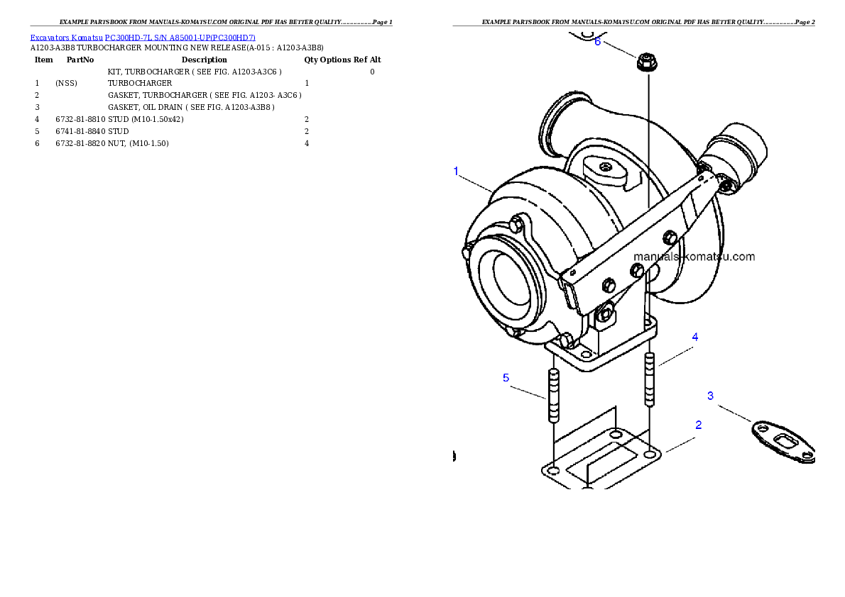 Protected: PC300HD-7L S/N A85001-UP Partsbook