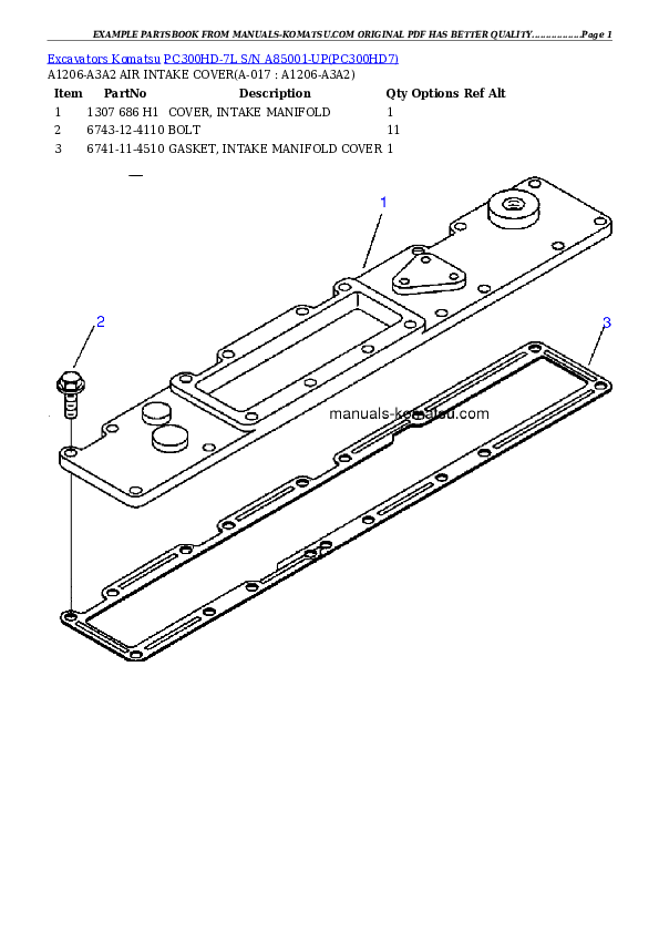 Protected: PC300HD-7L S/N A85001-UP Partsbook