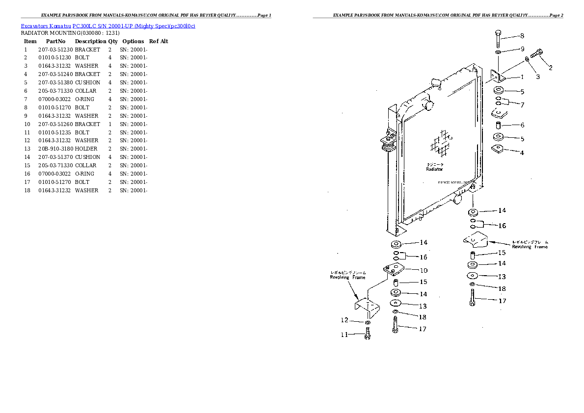 Protected: PC300LC S/N 20001-UP (Mighty Spec) Partsbook