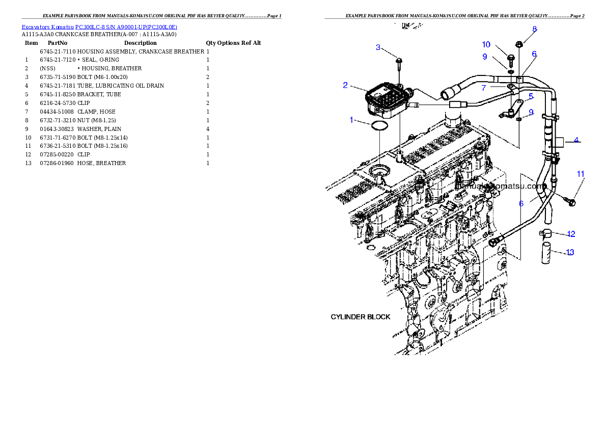 Protected: PC300LC-8 S/N A90001-UP Partsbook