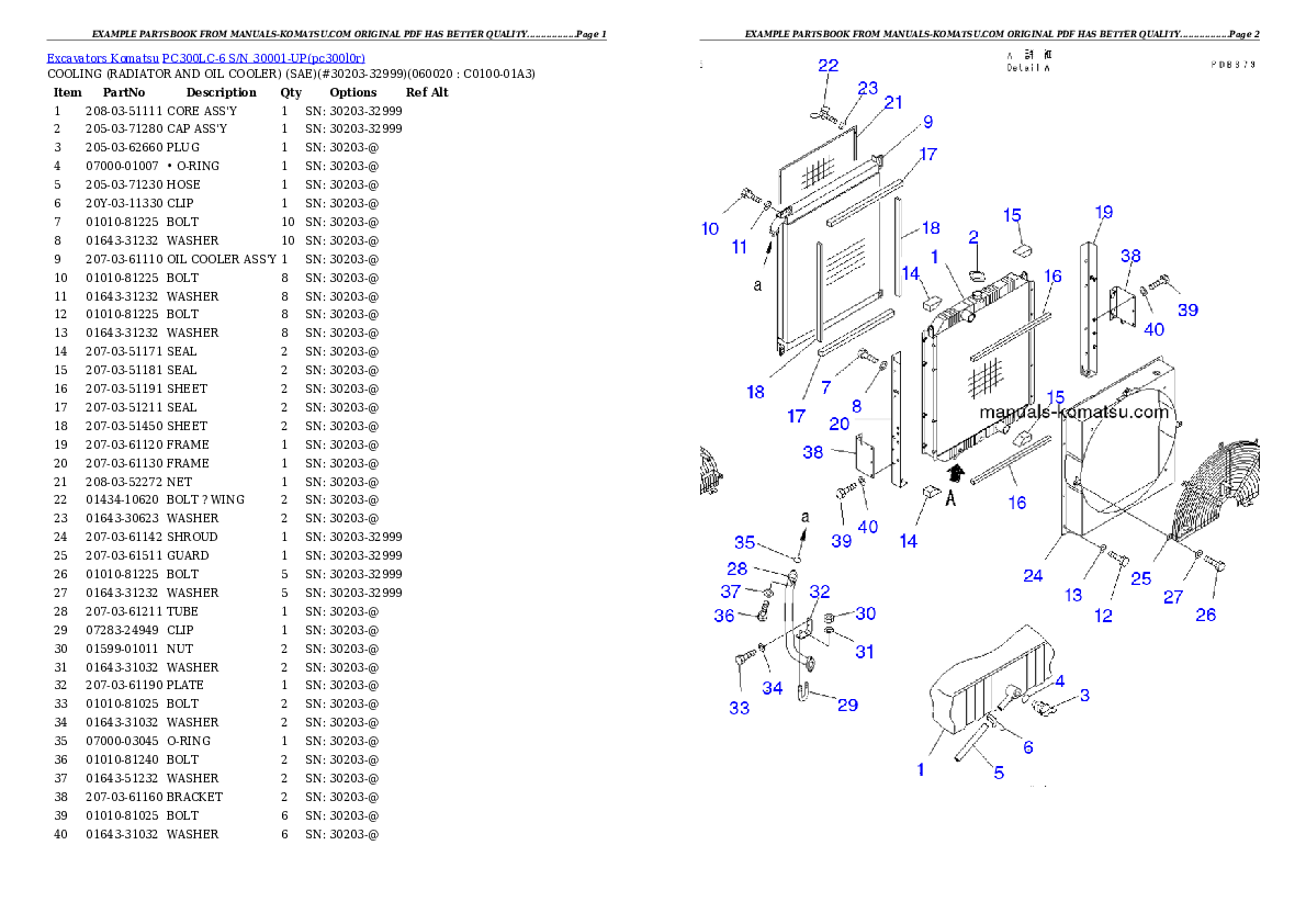 Protected: PC300LC-6 S/N 30001-UP Partsbook