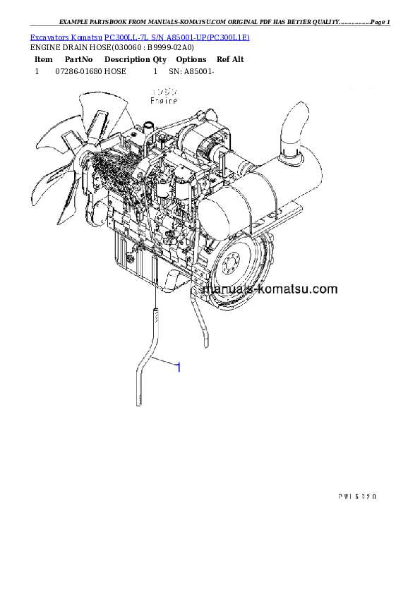 Protected: PC300LL-7L S/N A85001-UP Partsbook