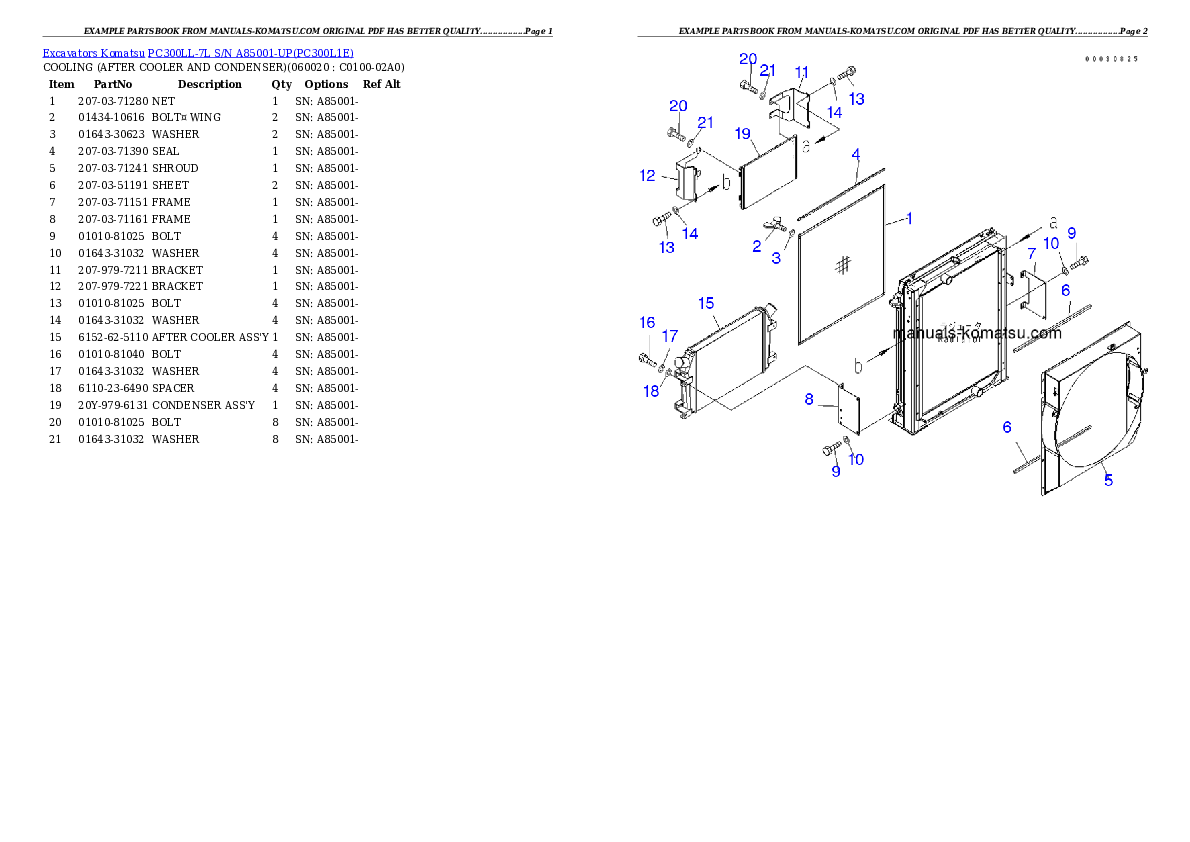 Protected: PC300LL-7L S/N A85001-UP Partsbook