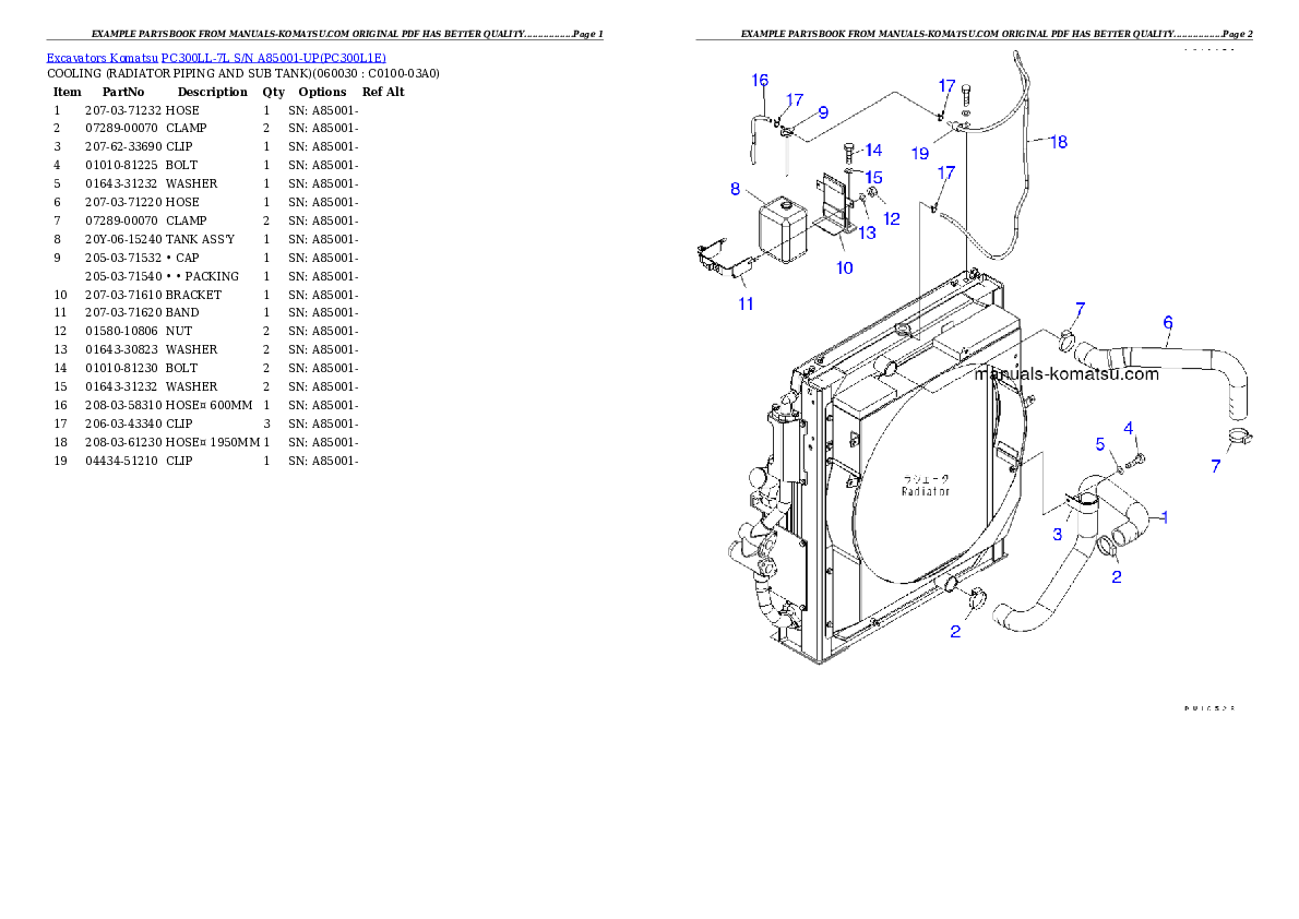 Protected: PC300LL-7L S/N A85001-UP Partsbook