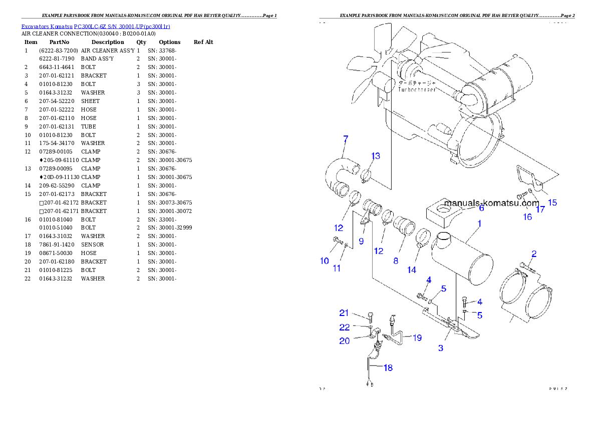 Protected: PC300LC-6Z S/N 30001-UP Partsbook